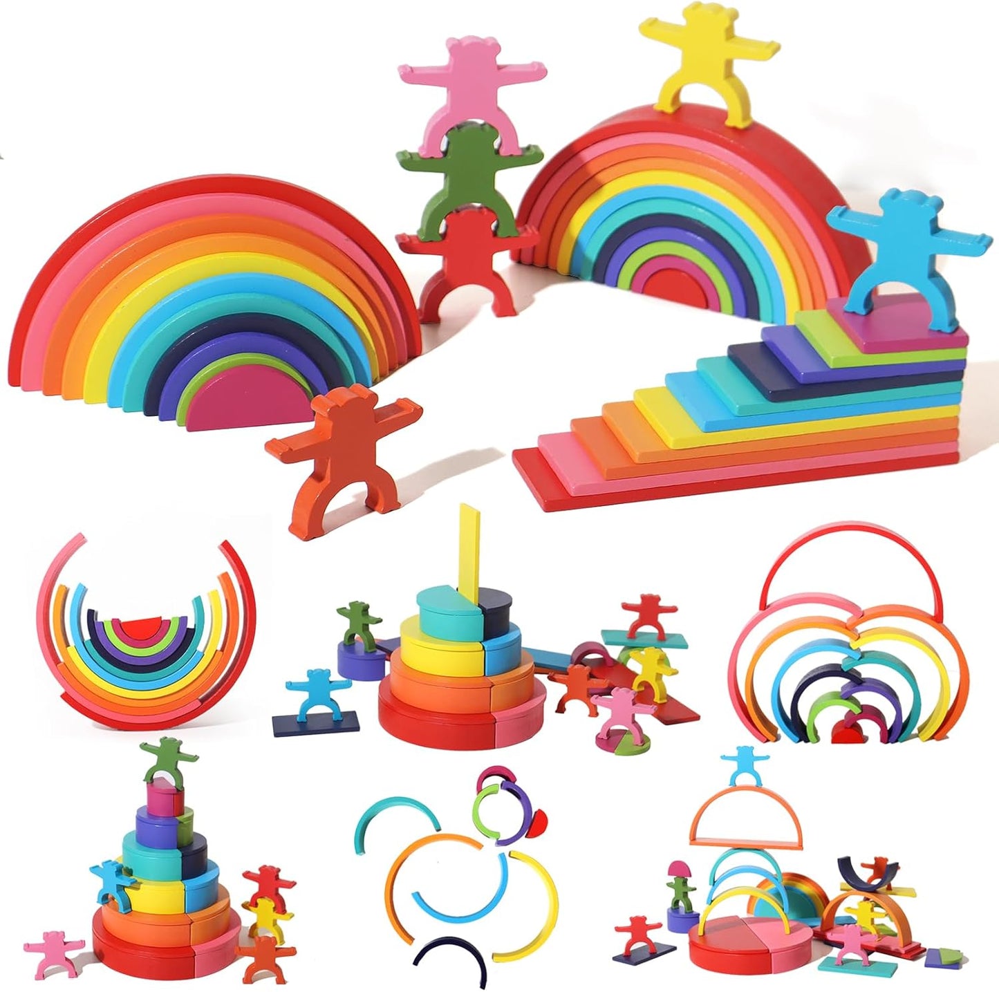 Montessori Rainbow Arch Building Blocks – 12-Piece Creative Stacking Toy for Kids, Multifunctional Educational Playset for Fine Motor Skills, STEM Learning Toy