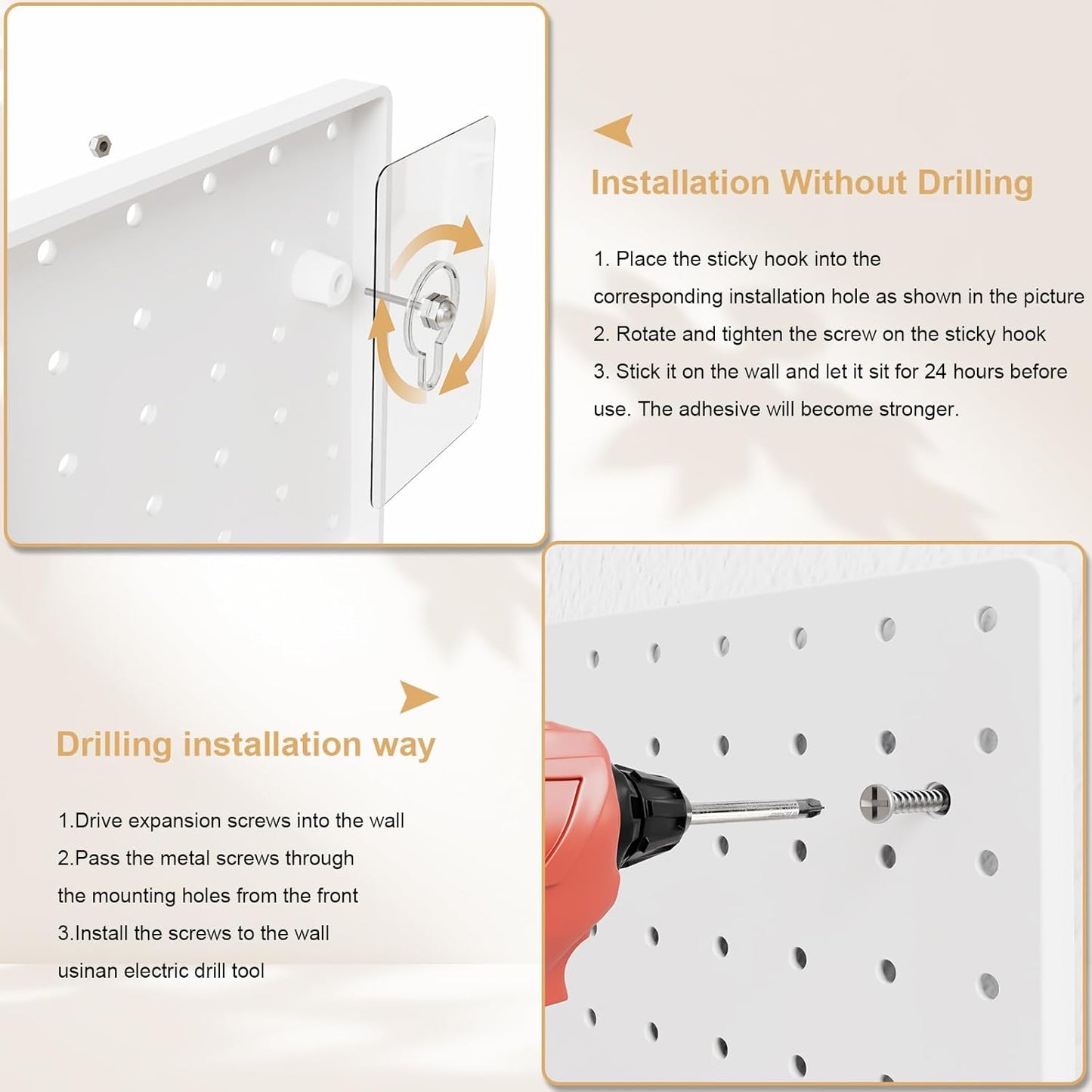 FZK Peg Board,36pcs Pegboard Kit, Includes 4 White Pegboard and Accessories,Plastic Peg Board,with Hooks,Peg Board Wall Organizer for Office, Craft Room