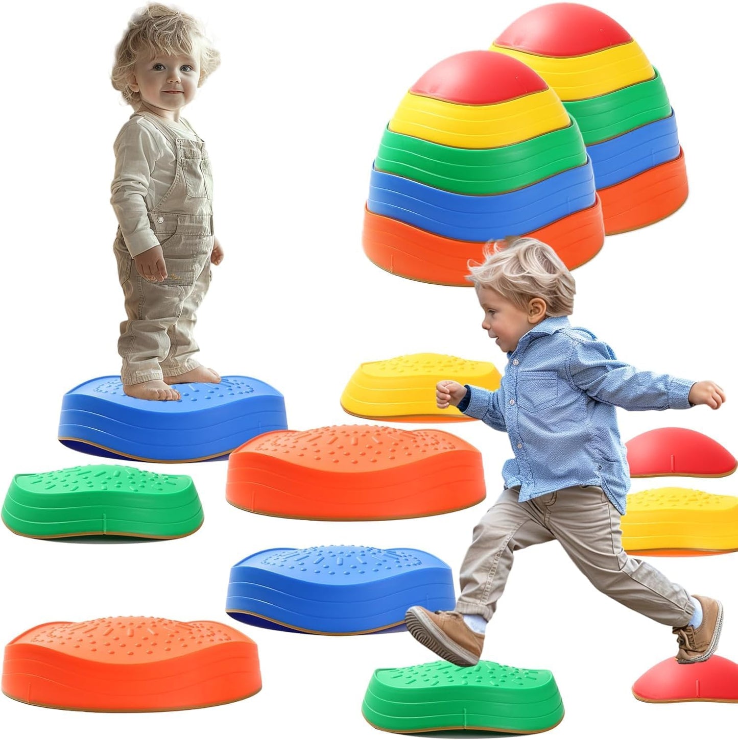 makarci Balance stepping stones for kids, non-slip toddlers sensory toys outdoor or indoor play, promoting motor skills and confidence, Obstacle Course Coordination Toys for children age 3 4 5 6 7+