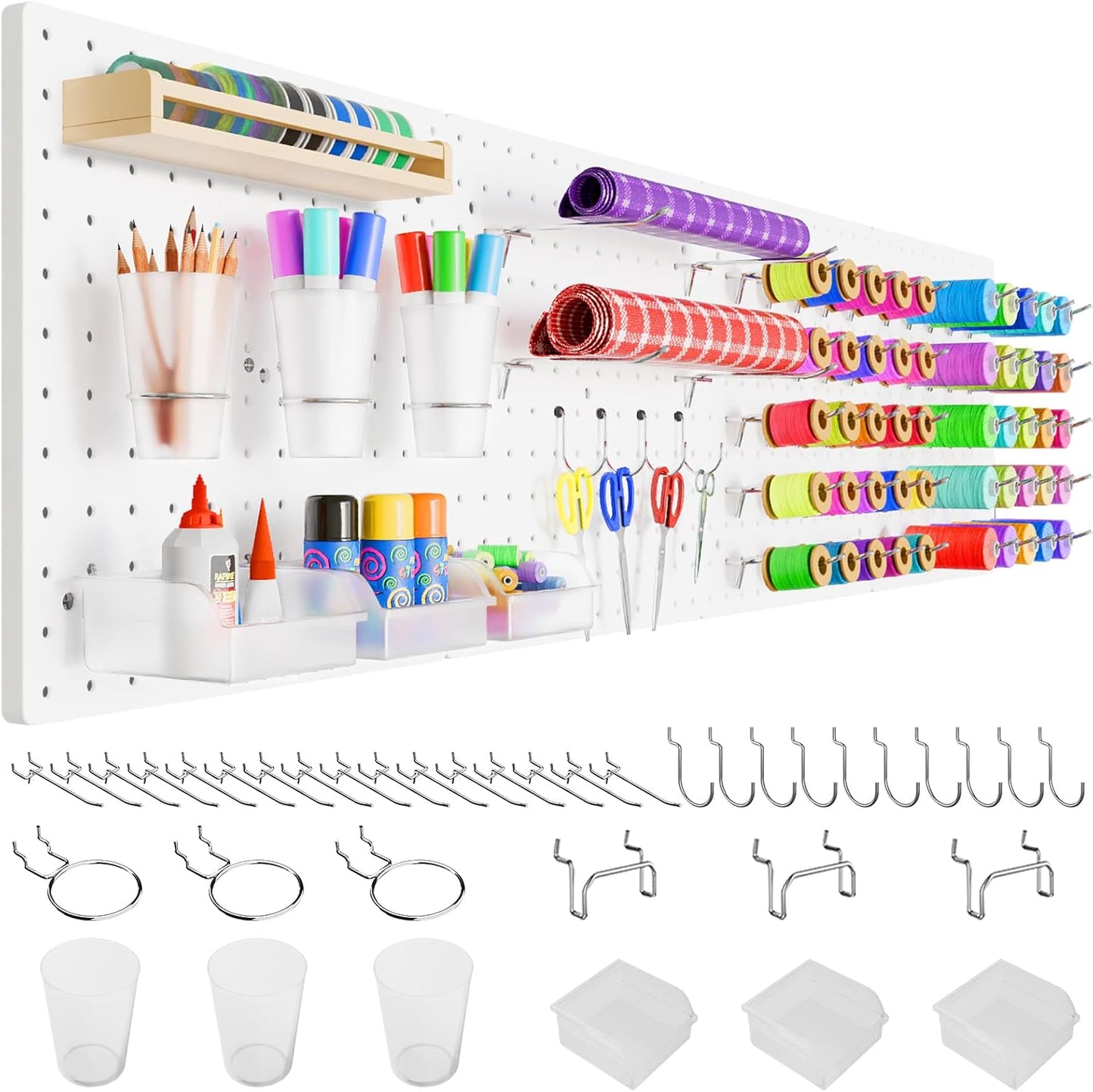 FZK Peg Board,36pcs Pegboard Kit, Includes 4 White Pegboard and Accessories,Plastic Peg Board,with Hooks,Peg Board Wall Organizer for Office, Craft Room