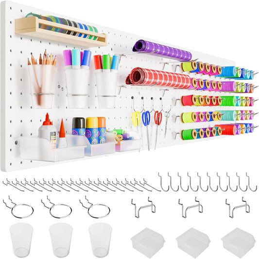 FZK Peg Board,36pcs Pegboard Kit, Includes 4 White Pegboard and Accessories,Plastic Peg Board,with Hooks,Peg Board Wall Organizer for Office, Craft Room