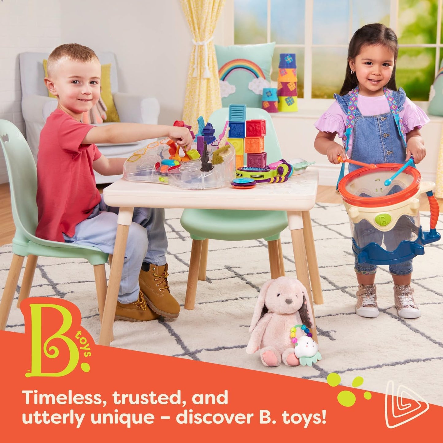 B. toys – Activity Cube – Educational Storybook Included – Wooden Shape Sorter, Bead Maze, Animal Tiles – Top Flips for Compact Storage – 12+ Months – Lil' Learning Cube